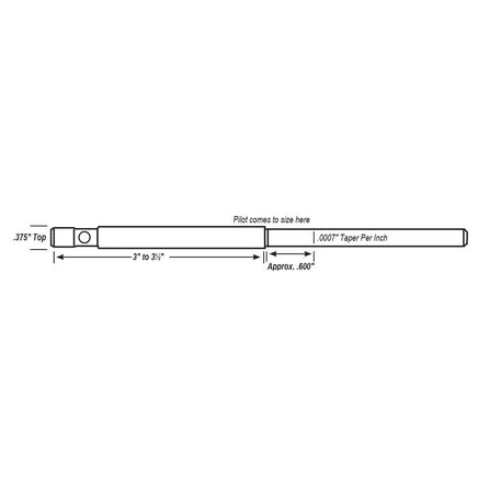 .375" Top Solid-Tapered High Speed Steel Pilots Sizing Diagram