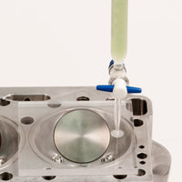 Close-up of the cylinder ready for measuring CCs