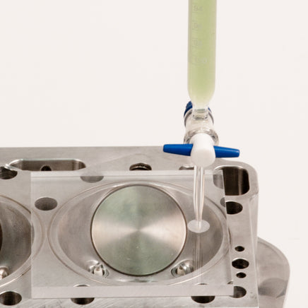 Close-up of the cylinder ready for measuring CCs