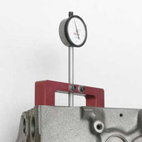 Use the magnetic deck bridge with the 12" Travel dial indicator to measure deep inside blocks