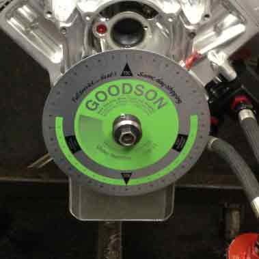 Goodson degree wheel mounted on engine
