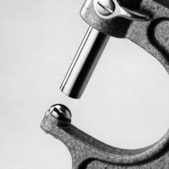 Close-up view of Round Anvil Micrometer